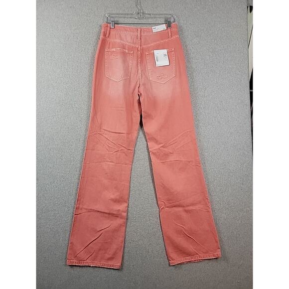 NWT Vervet Leslie Pink Denim Distressed High Rise Vintage Flare Jeans Women's 28 - Picture 6 of 13